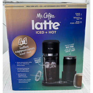 MR COFFEE SINGLE SERVE LATTE ICED HOT COFFEEMAKER & MILK FROTHER BRAND NEW